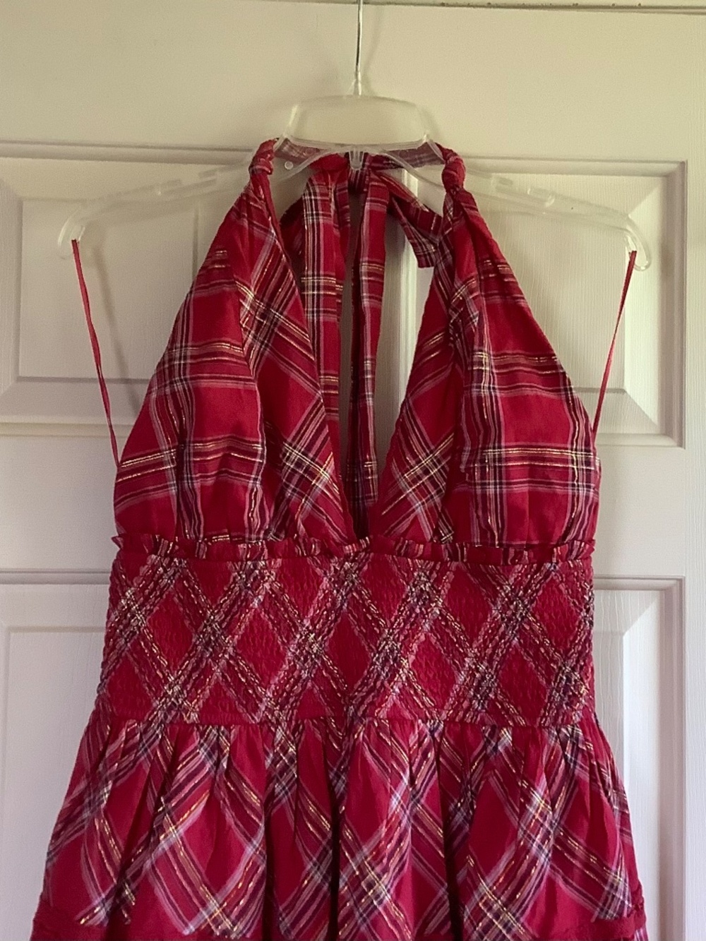 Loveshackfancy Deanna Tartan Halter Mini Dress Red SZ XXL - Picture 3 of 13